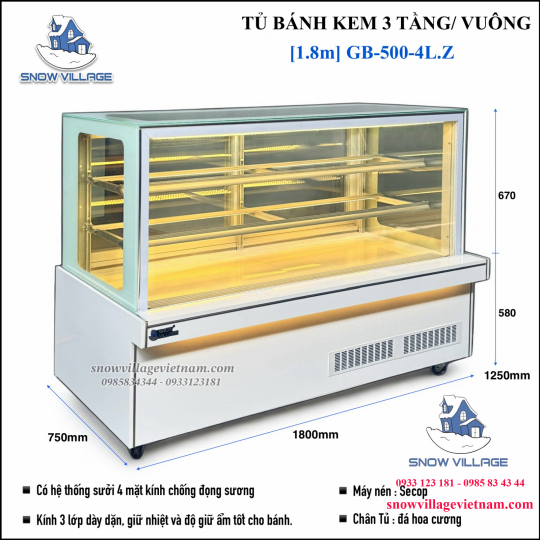 Tủ bánh 3 tầng 1.8m GB-500-4L.Z