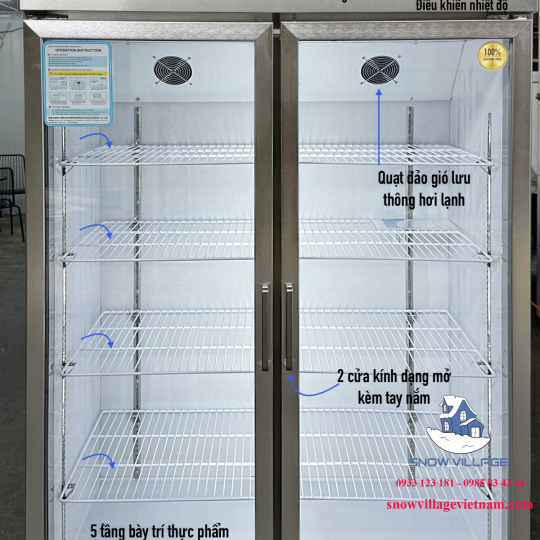Tủ mát inox 2 cửa LC-1200CF