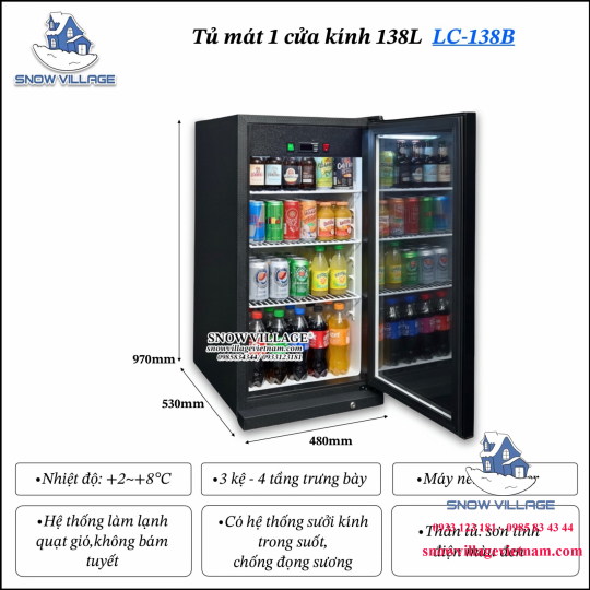 Tủ mát 1 cửa kính 138L LC-138B