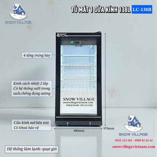 Tủ mát 1 cửa kính 138L LC-138B
