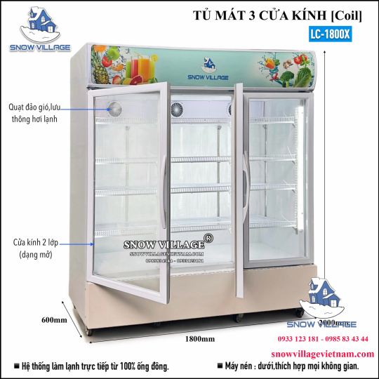 Tủ mát 3 cửa kính LC-1800X