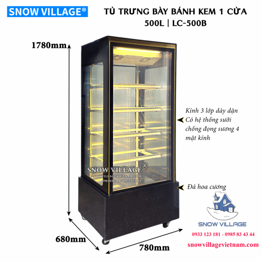 Tủ mát trưng bày bánh kem 1 cửa kính LC-500B