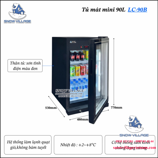 Tủ mát mini 1 cửa kính 90L LC-90B
