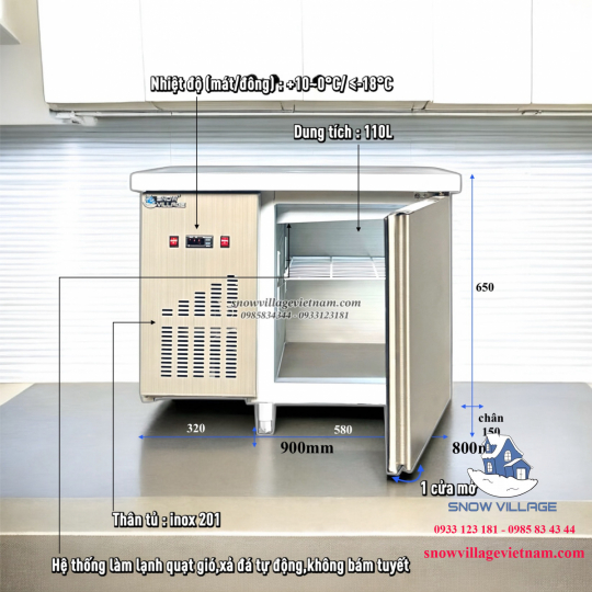 Bàn đông mát quạt lạnh 90cm PLO.15L2D