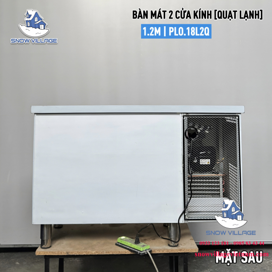 Bàn mát 2 cửa kính 1.2m Quạt lạnh PLO.18L2Q