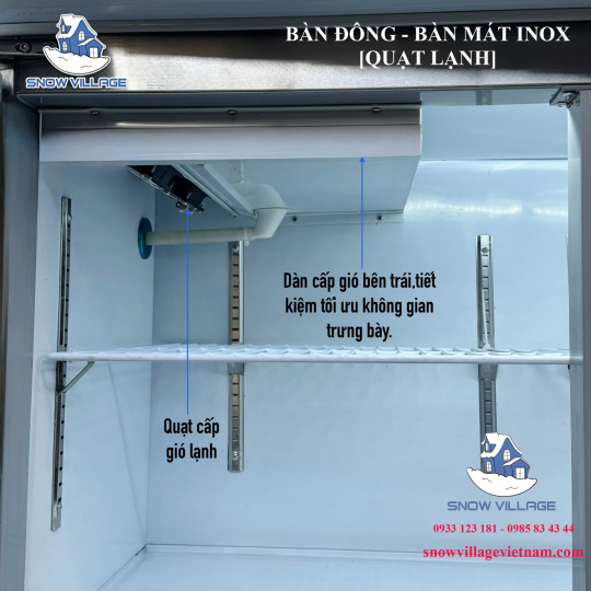 Bàn mát 2 cửa kính 1.5m Quạt lạnh PLO.25L2Q
