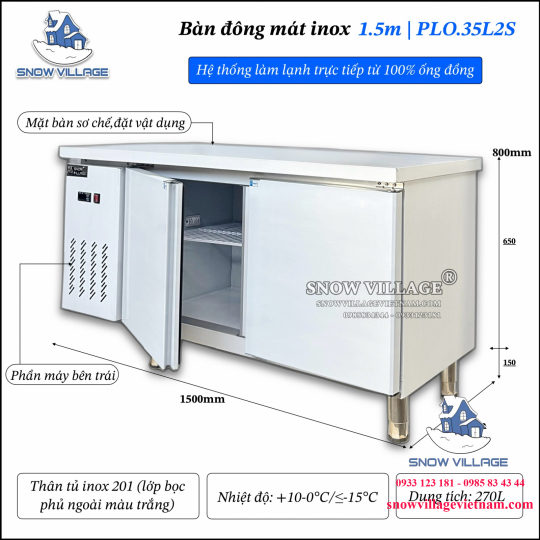Bàn đông 1.5m 2 chế độ PLO.35L2S