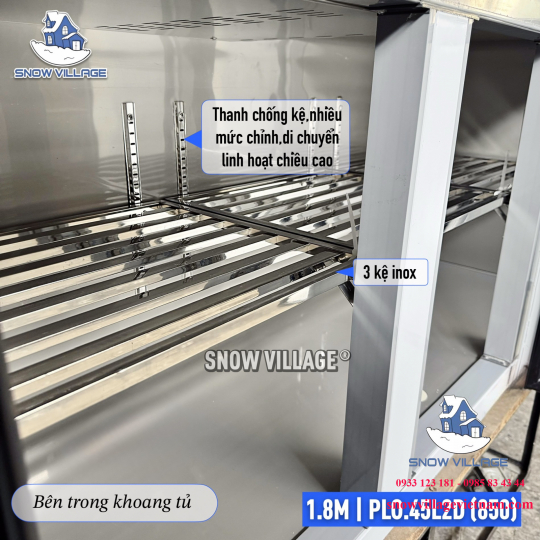 Bàn đông mát inox 1.8m cao cấp PLO.45L2D 850