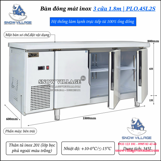 Bàn đông 1.8m 2 chế độ PLO.45L2S