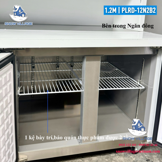 Tủ trên mát - dưới đông inox 1.2m PLRD-12N2B2