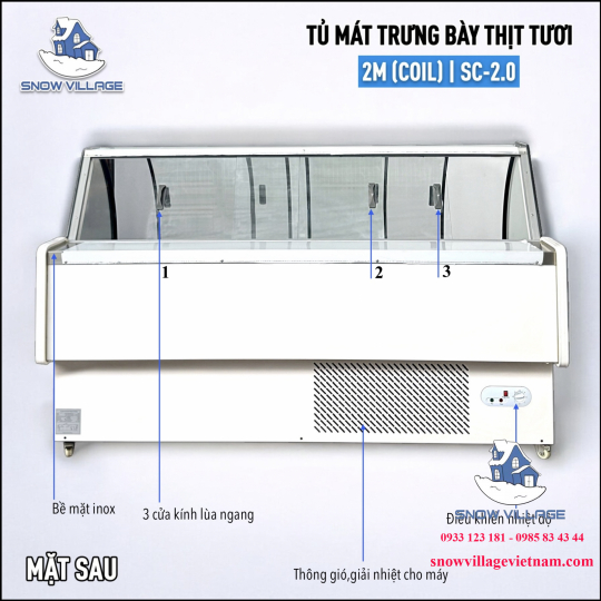 Tủ mát trưng bày thịt tươi 2m (coil) SC-2.0