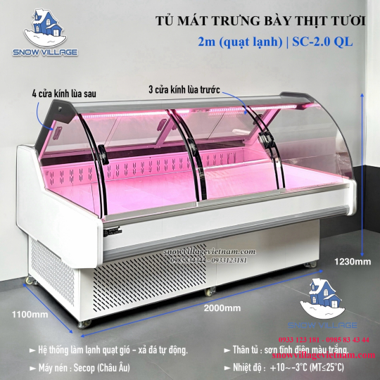 Tủ mát trưng bày-bảo quản thịt tươi 2m SC-2.0 QL