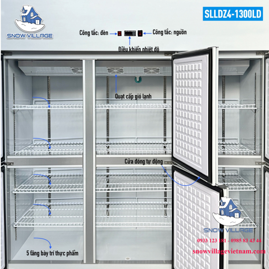 Tủ đông 6 cánh inox Quạt lạnh SLLDZ4-1300LD