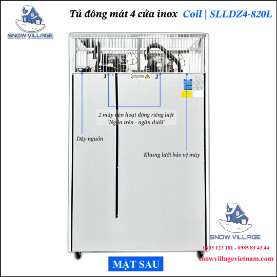 Tủ đông 4 cửa inox Coil SLLDZ4-820L