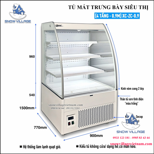 Tủ mát trưng bày siêu thị 0.9m XC-ZC-0.9