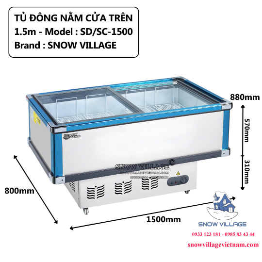 Tủ đông trưng bày cửa trên 1.5m SD/SC-1500