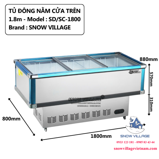Tủ đông trưng bày cửa trên SD/SC-1800