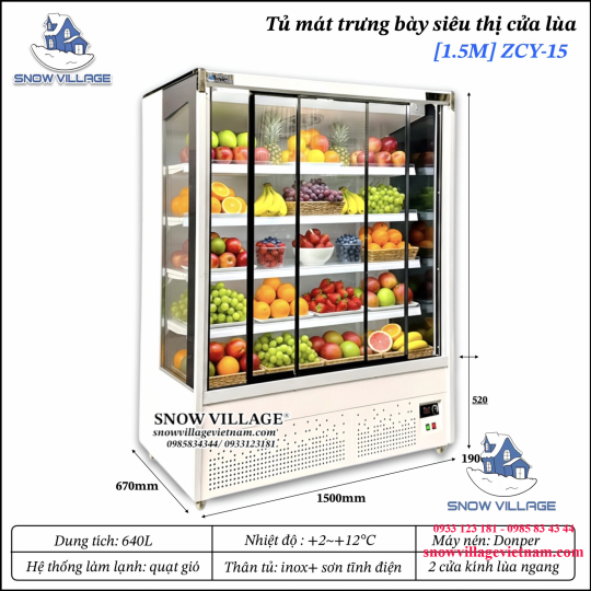 Tủ mát trưng bày trái cây siêu thị ZCY-15 Snow Village